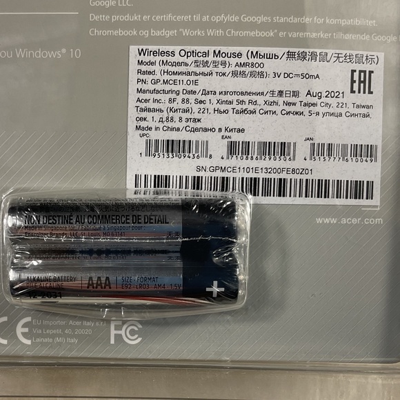 NWT Acer Wireless Optical Mouse/Works With Chromebook - Picture 9 of 10